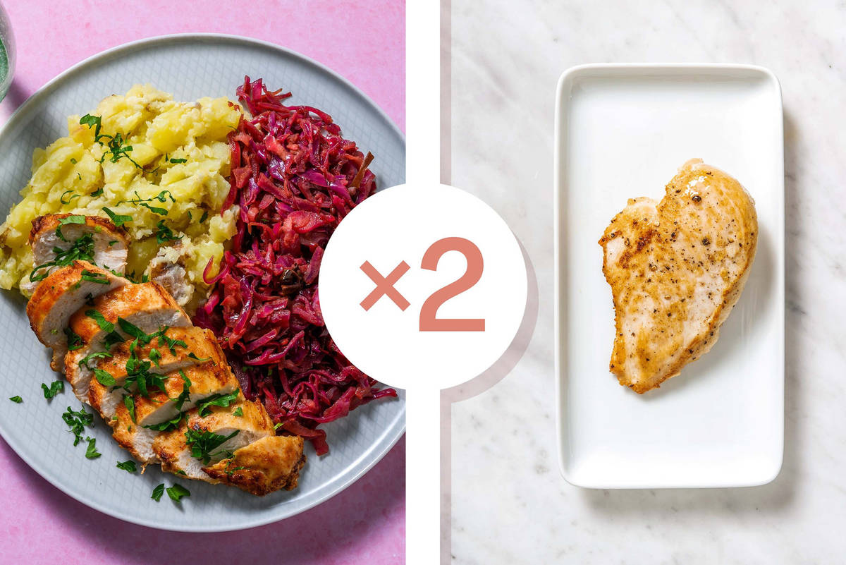 Poulet double et chou braisé