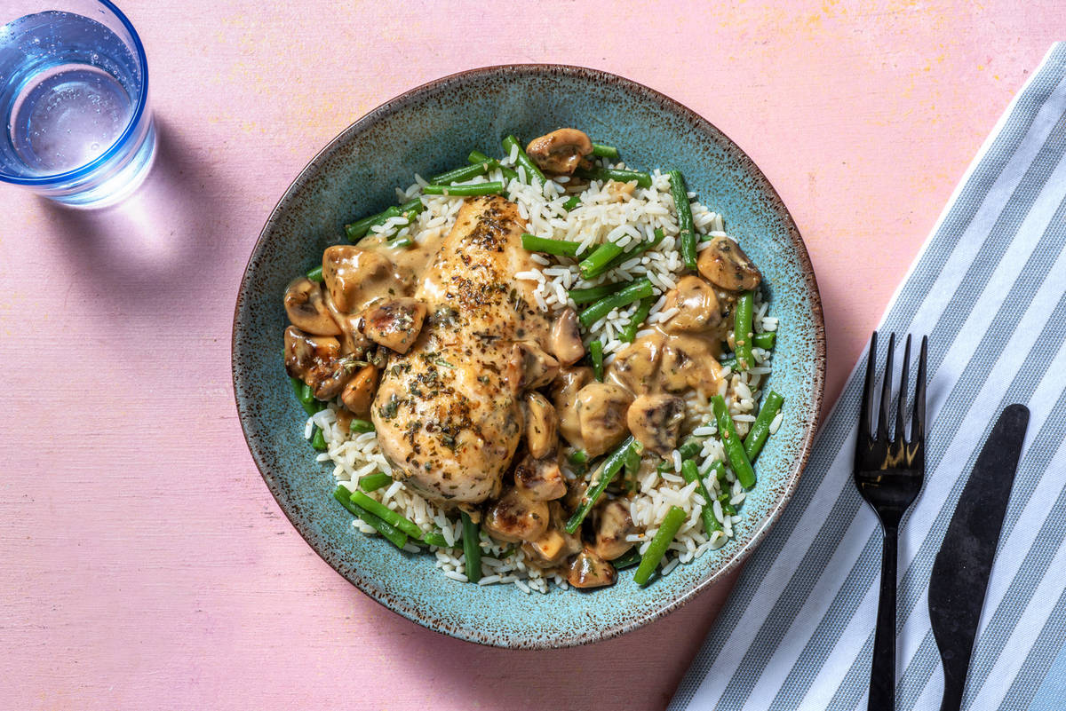 Poulet en sauce crémeuse aux champignons