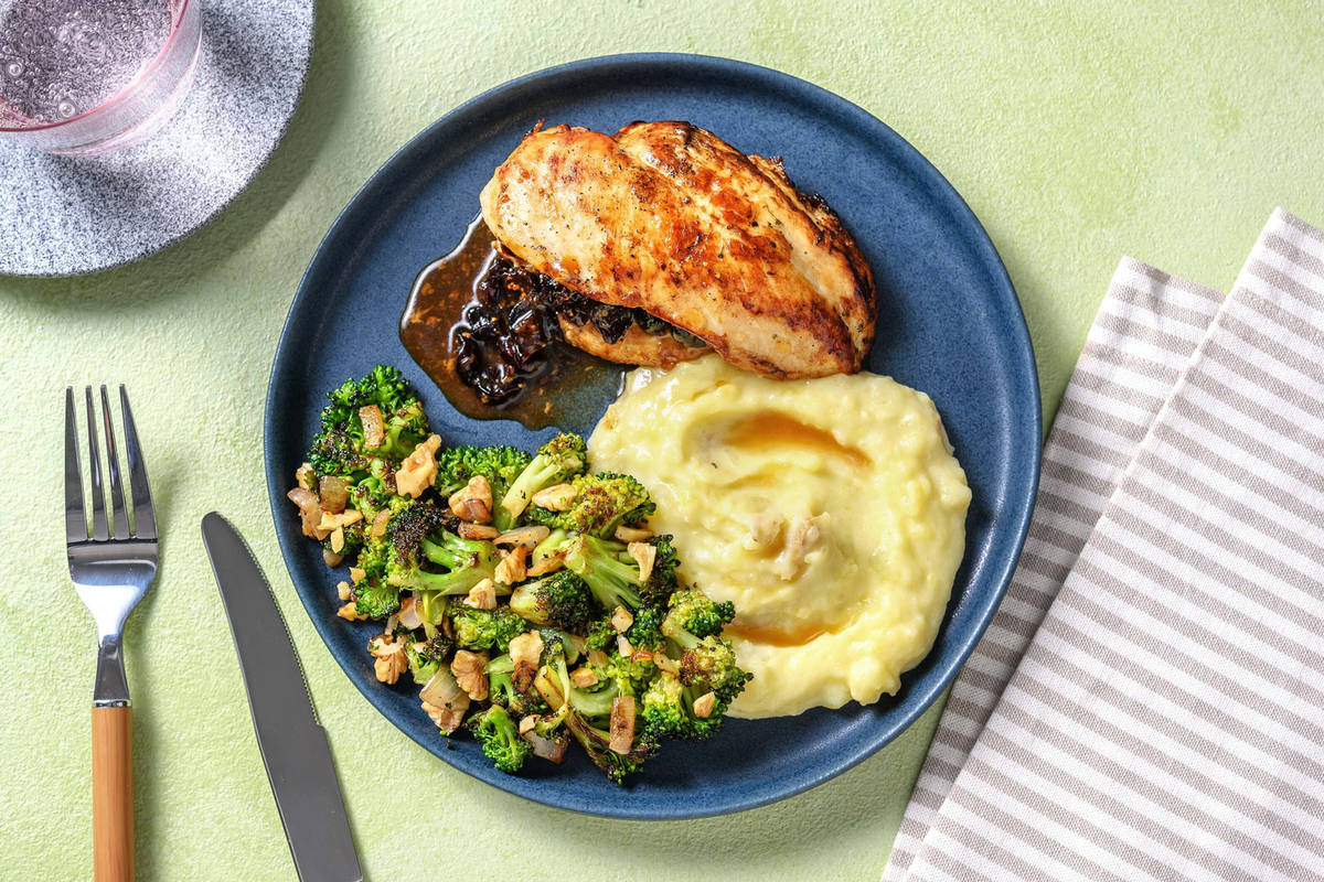 Poulet farci aux figues et aux canneberges