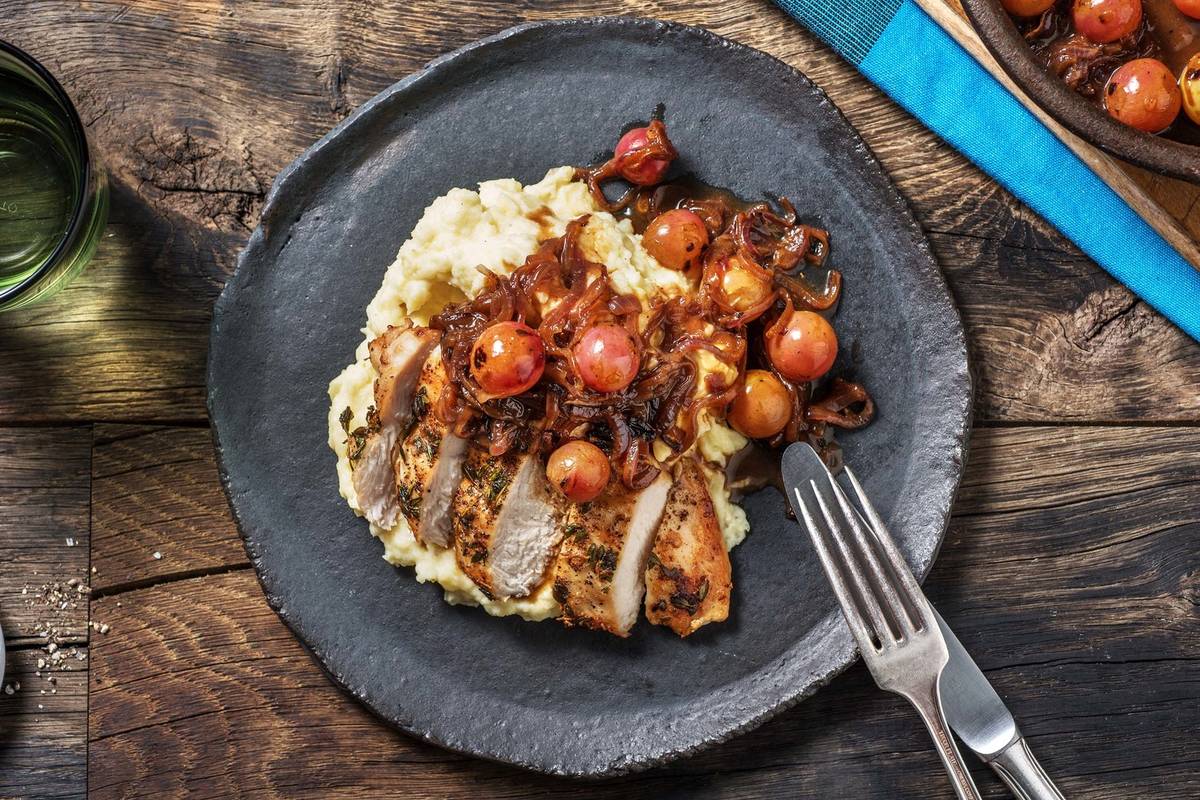 Thyme Chicken and Grape Pan Sauce