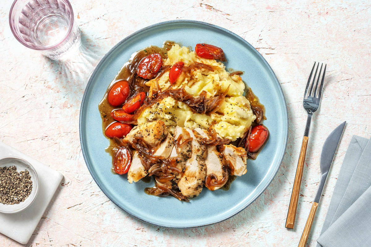 Thyme Chicken and Blistered Tomato Pan Sauce