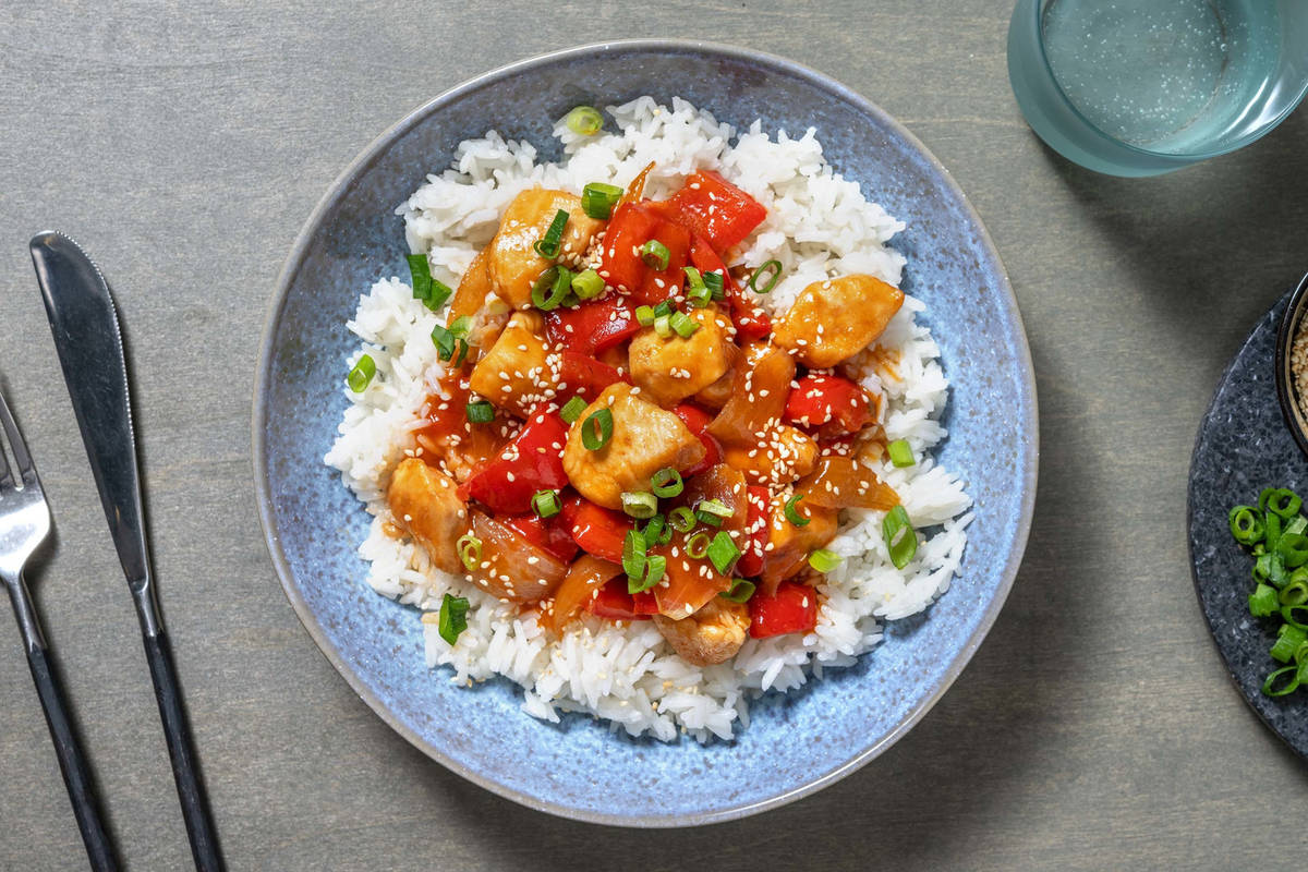 Pouletpfanne süss-Sauer mit Peperoni