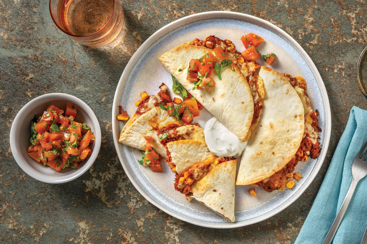 Pulled Pork & Veggie Quesadillas