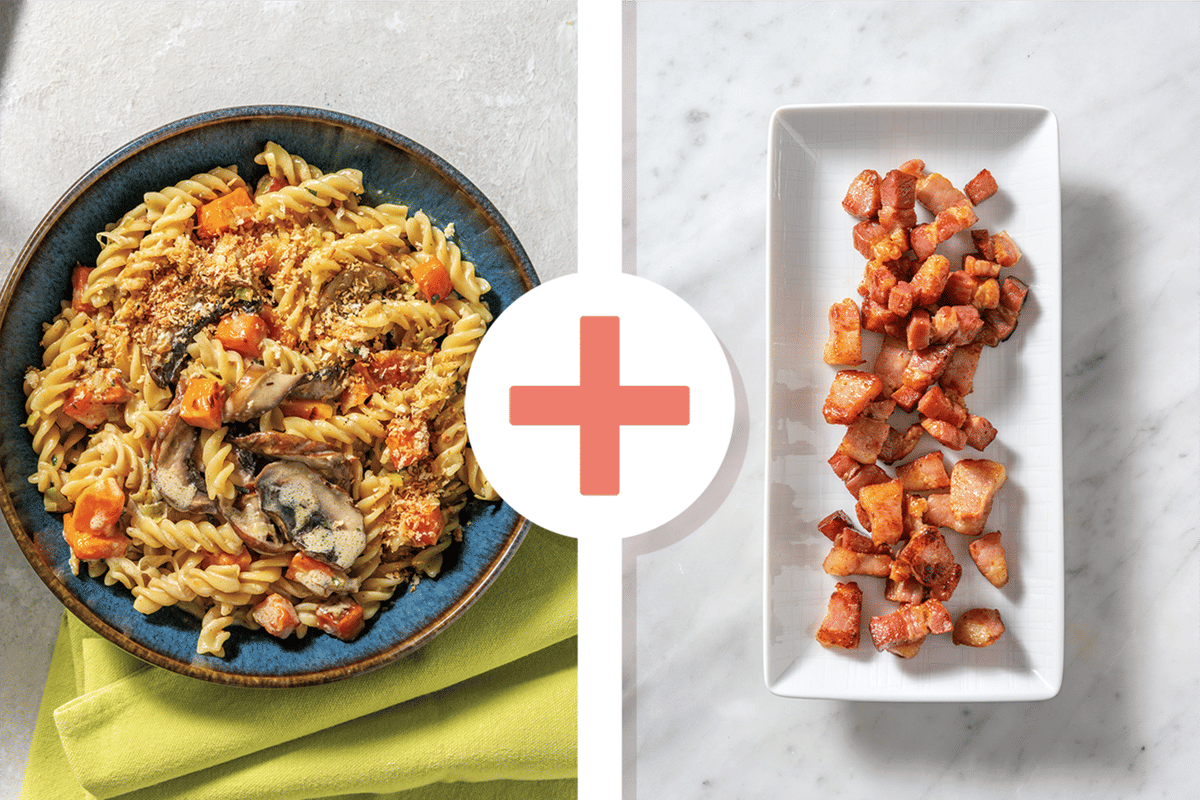 Pumpkin, Mushroom & Bacon Fusilli