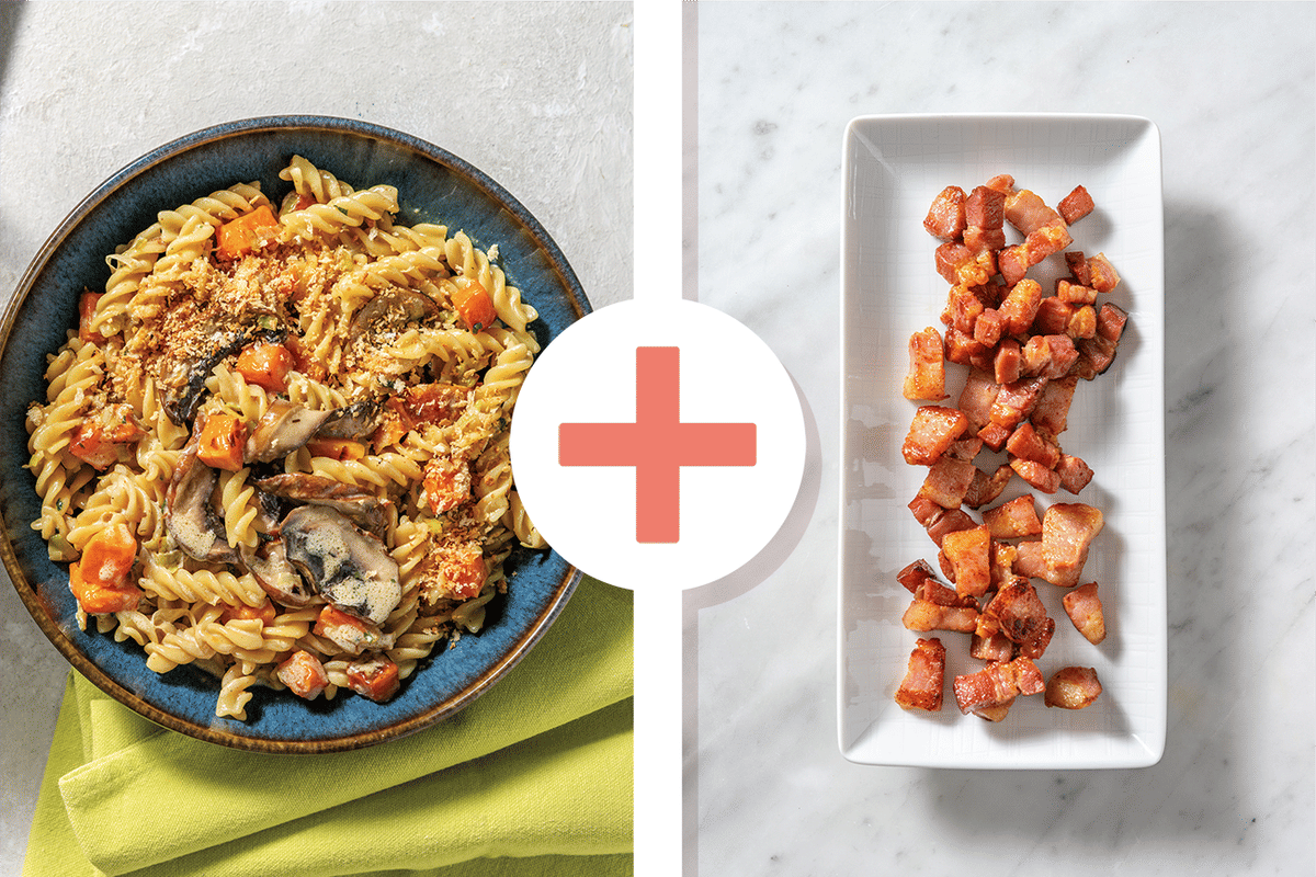 Pumpkin, Mushroom & Bacon Fusilli