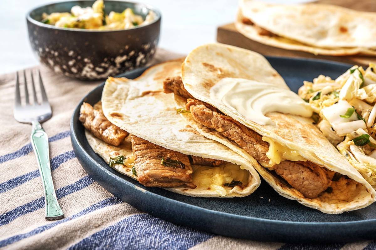 Kimchi Pork Quesadillas
