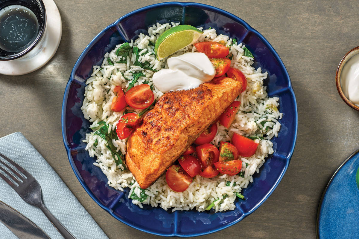Quick Baja Salmon & Garlic Rice