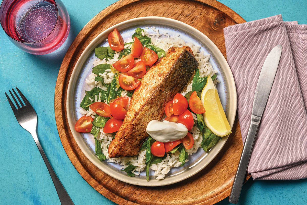 Quick Baja Salmon & Garlic Rice