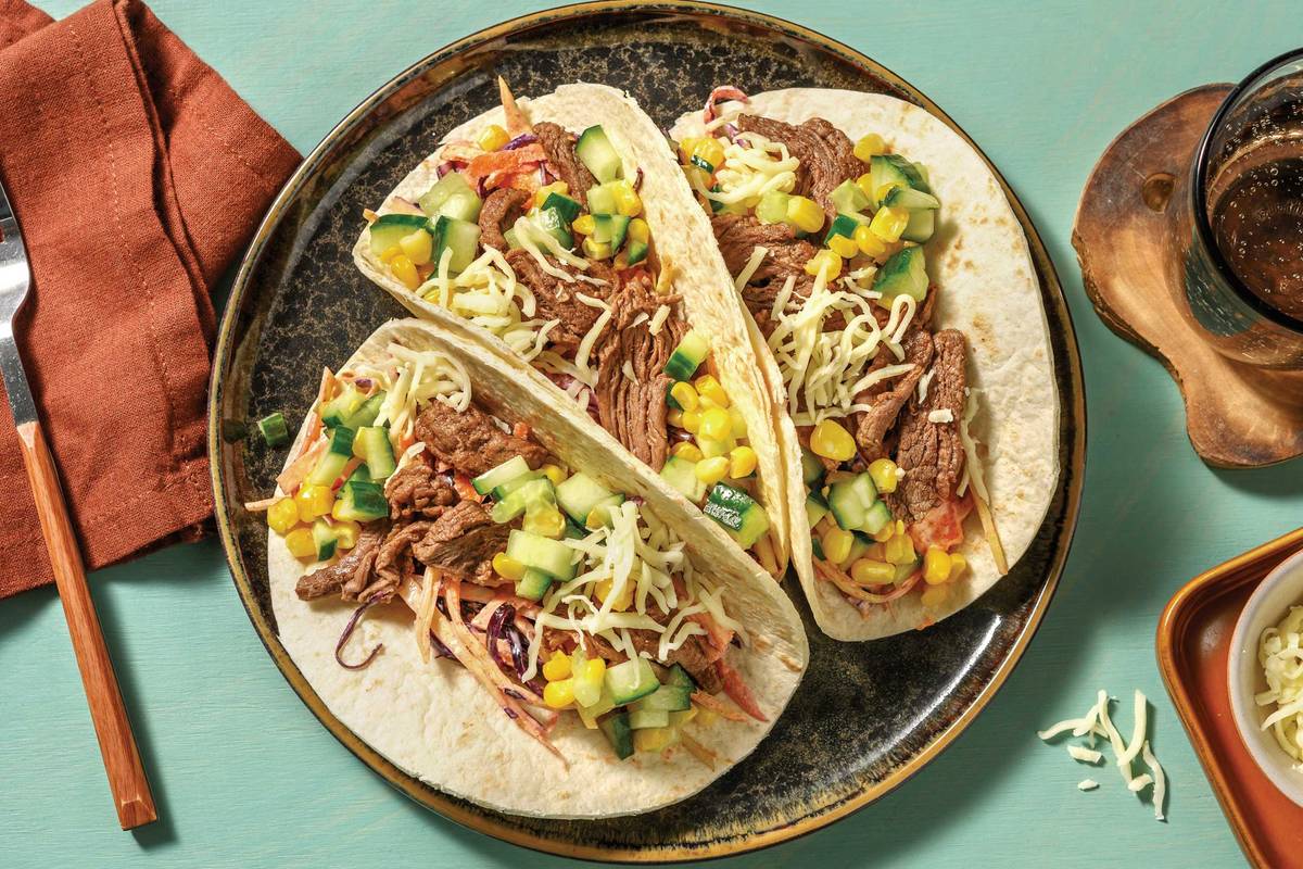 Quick Spiced Beef & Cheddar Tacos