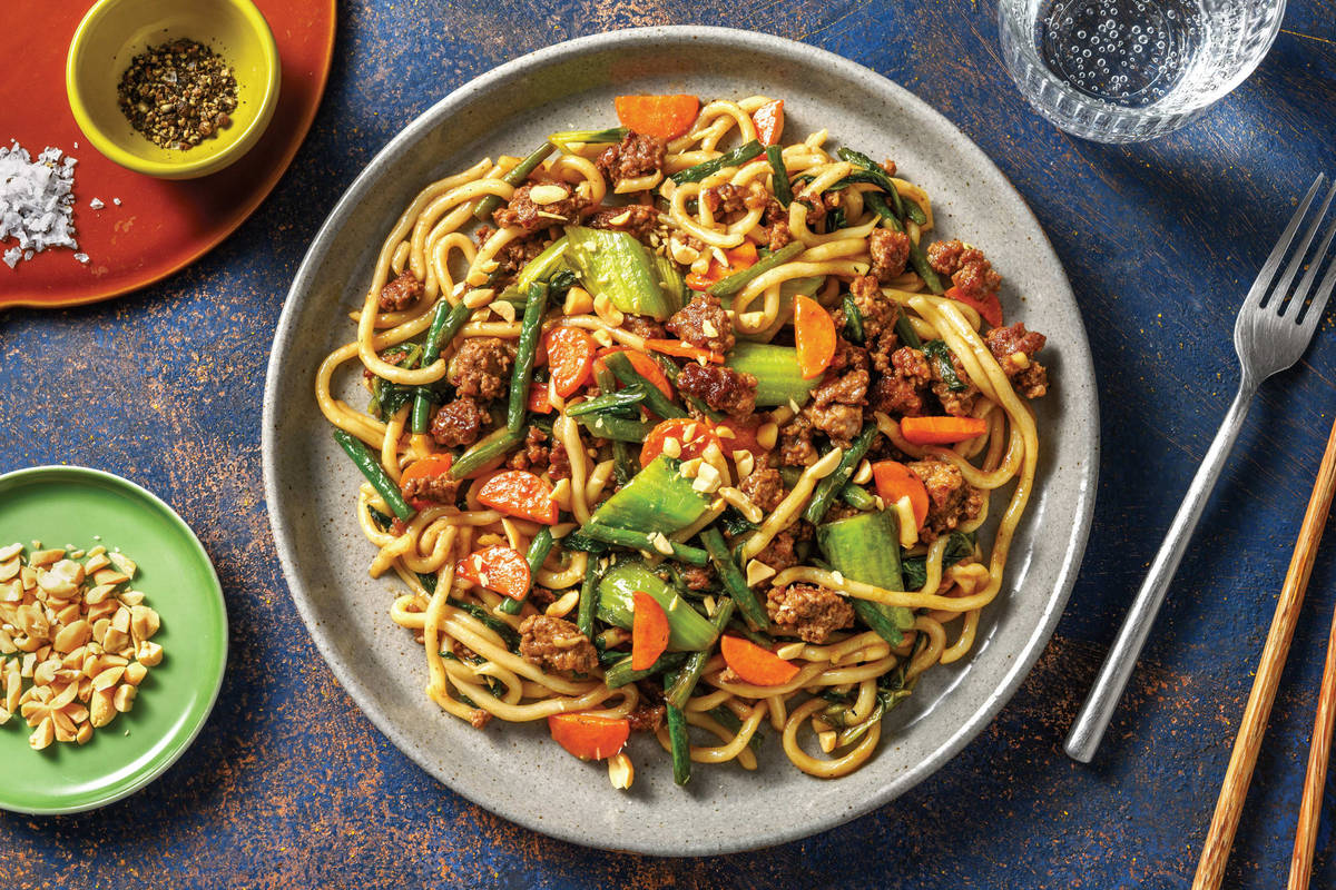 Quick Char Siu Beef & Pork Noodle Stir-Fry