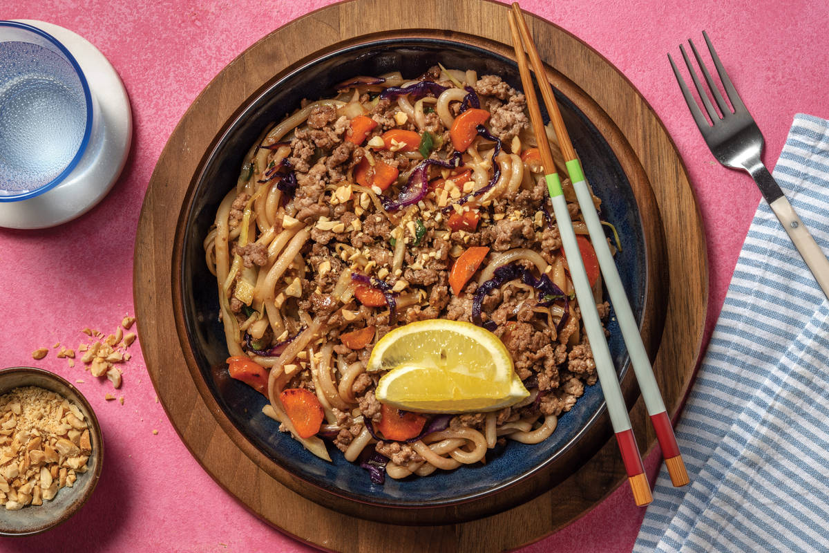 Quick Char Siu Beef & Pork Noodle Stir-Fry