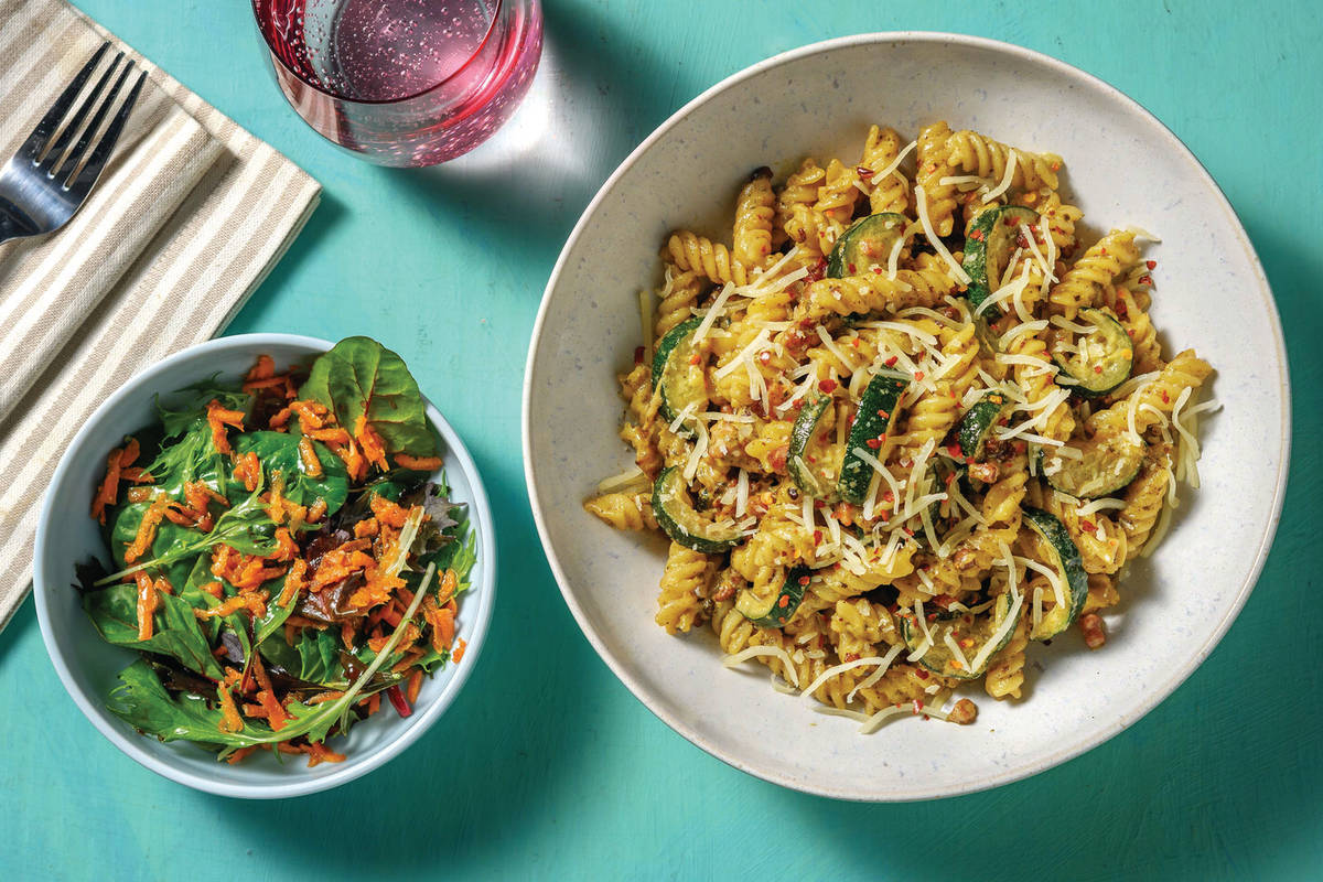 Quick Creamy Pesto & Bacon Fusilli