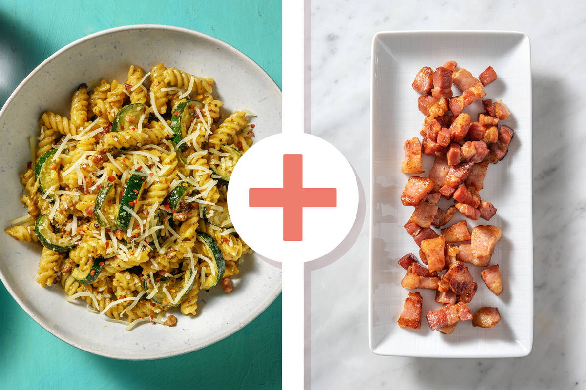 Quick Creamy Pesto & Double Bacon Fusilli
