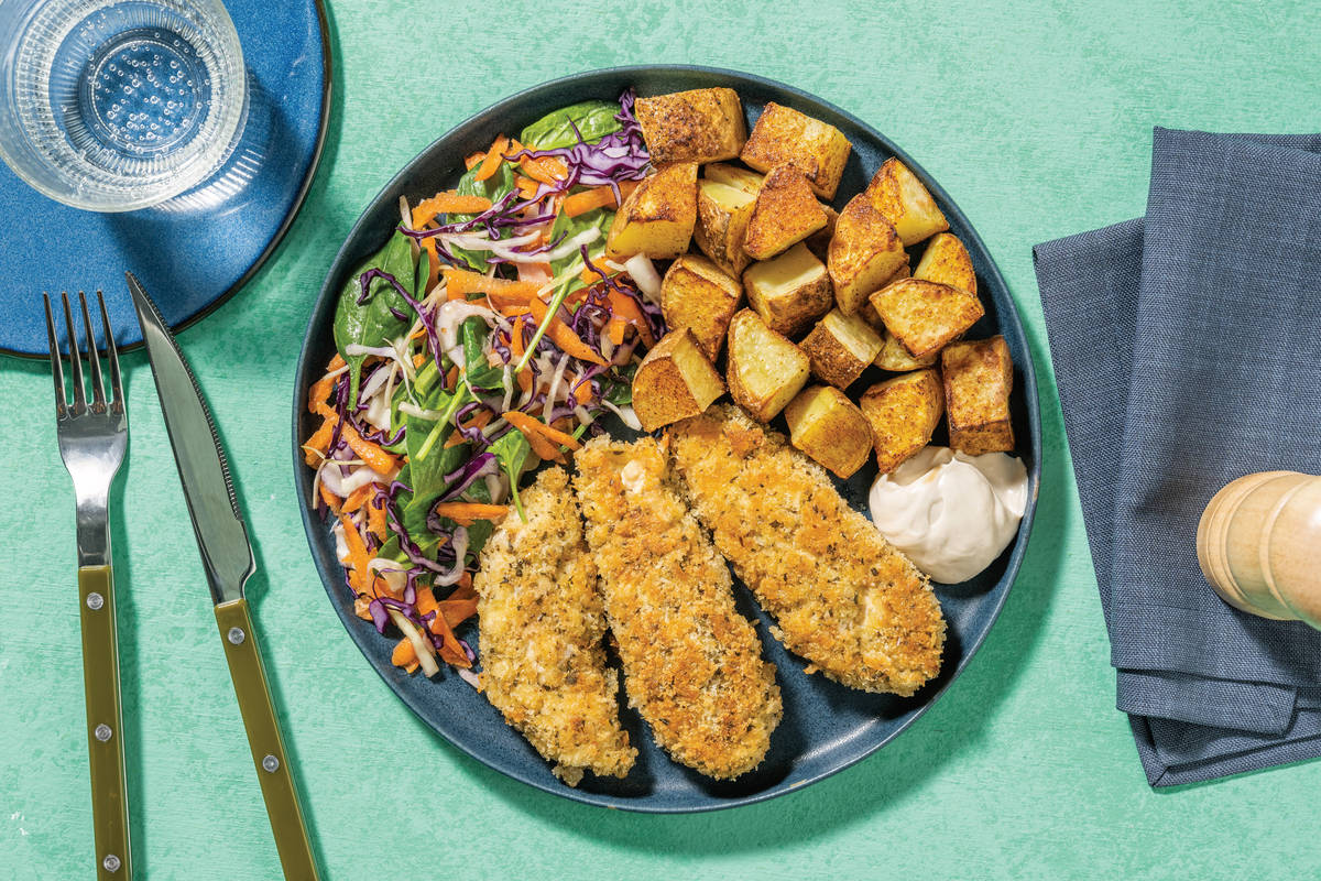 Quick Crumbed Chicken & Slaw