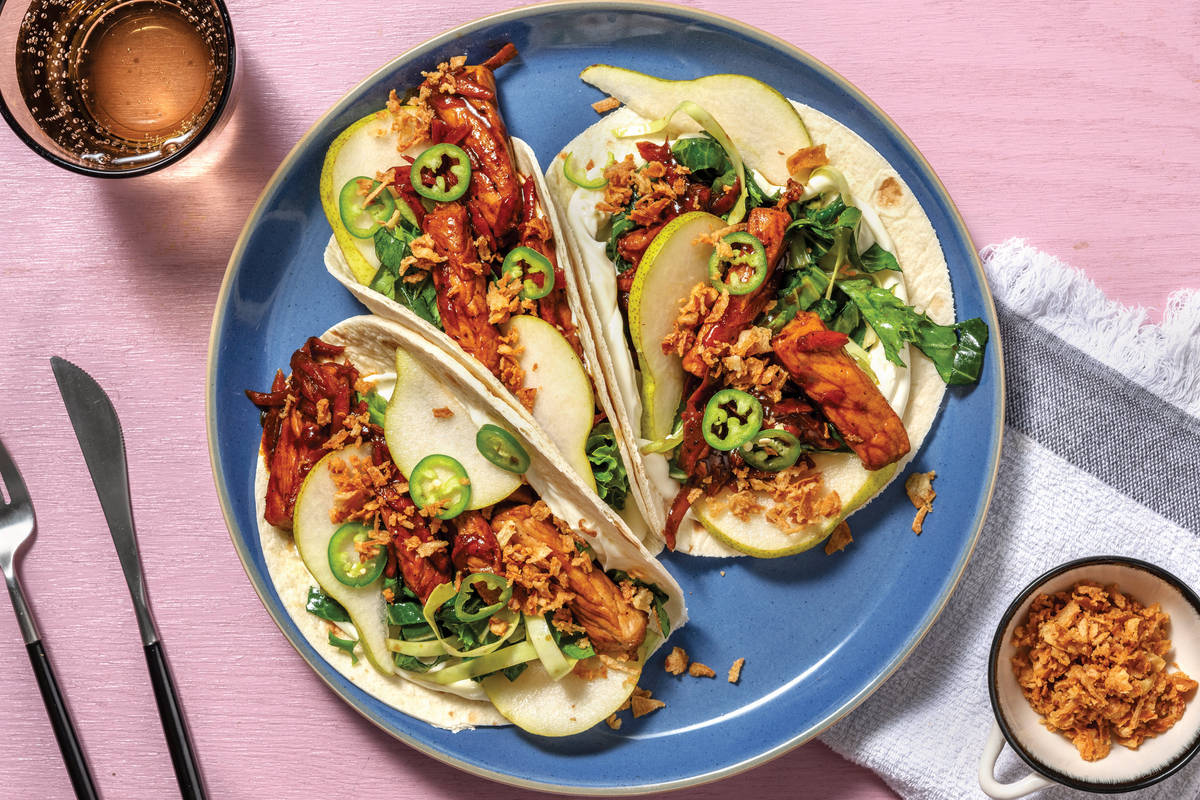 Easy Hoisin Pork & Pear Tacos