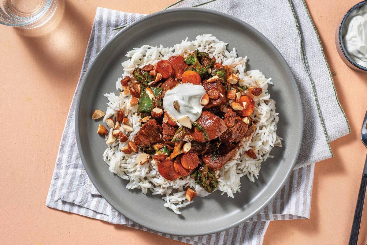 Quick Ras El Hanout Beef Stew & Rapid Rice