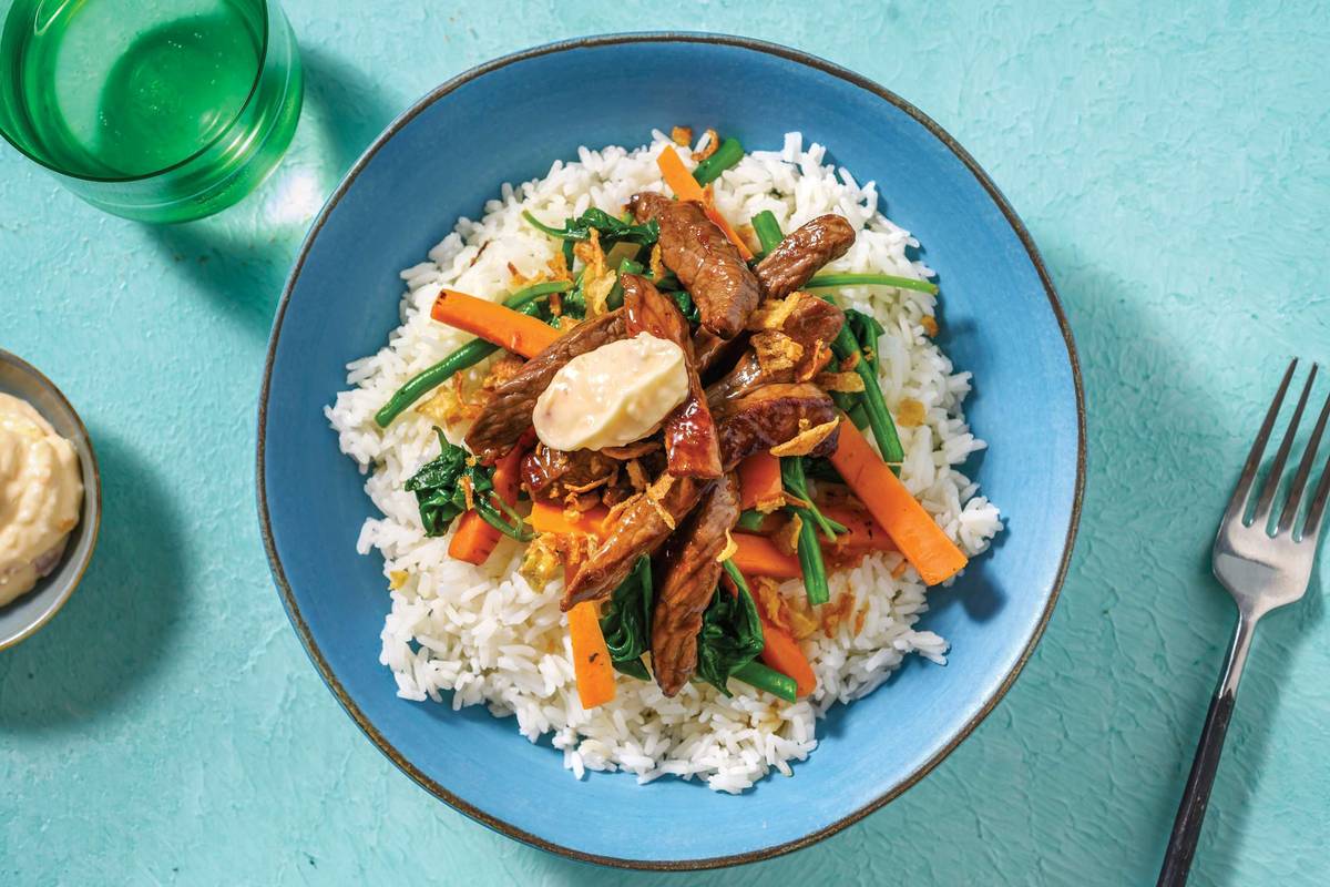 Quick Teriyaki Ginger Beef Bowl