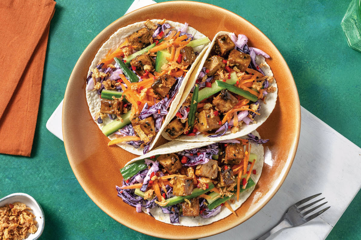 Easy Katsu Glazed Tofu Tacos & Aioli Slaw