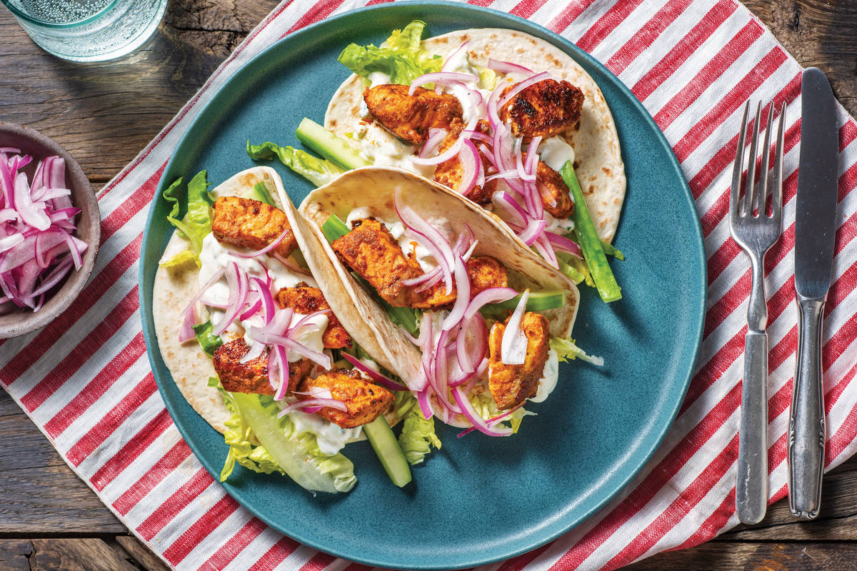 Quinn's Speedy Salmon Tikka Tacos