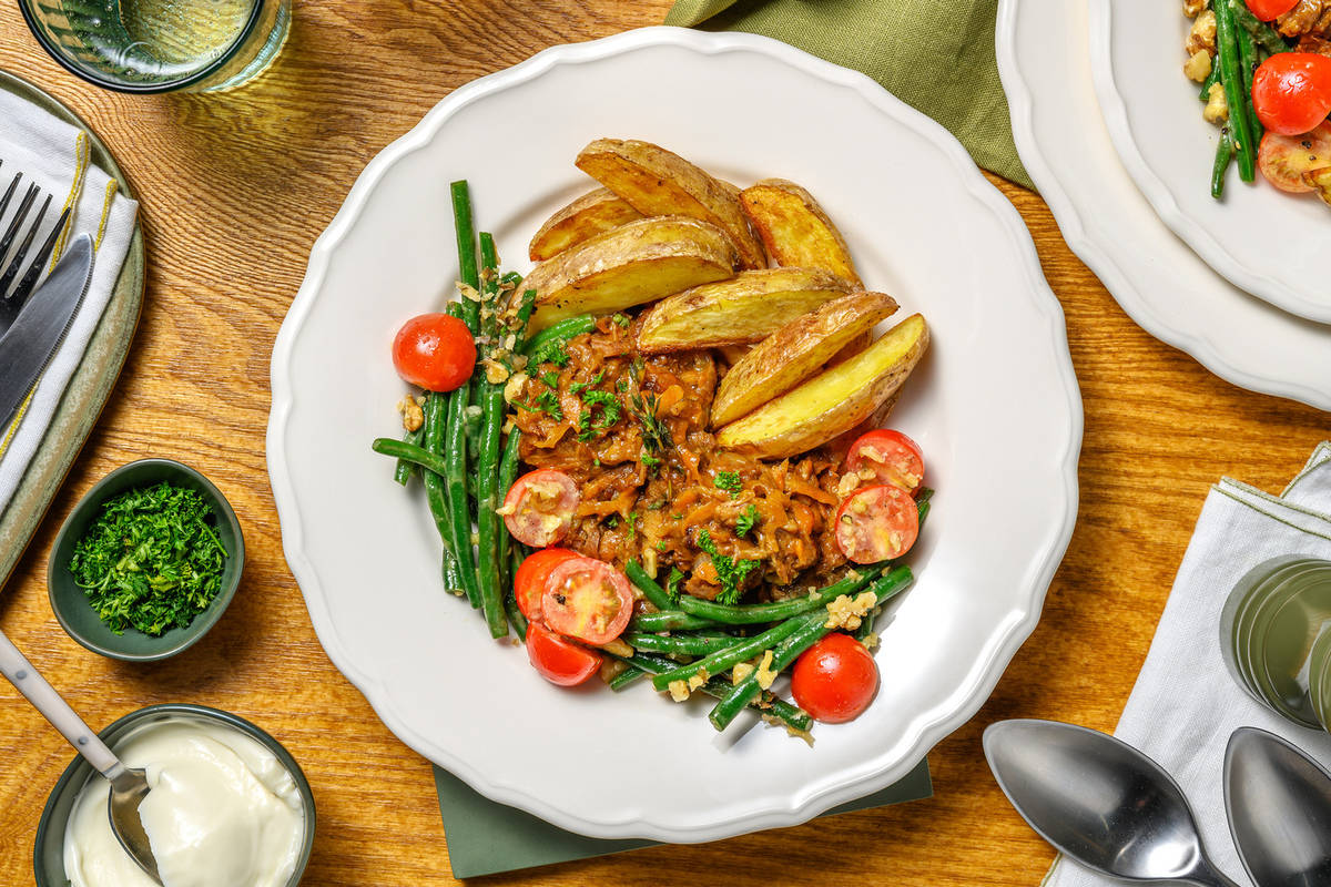 Ragoût de veau festif et pommes de terre