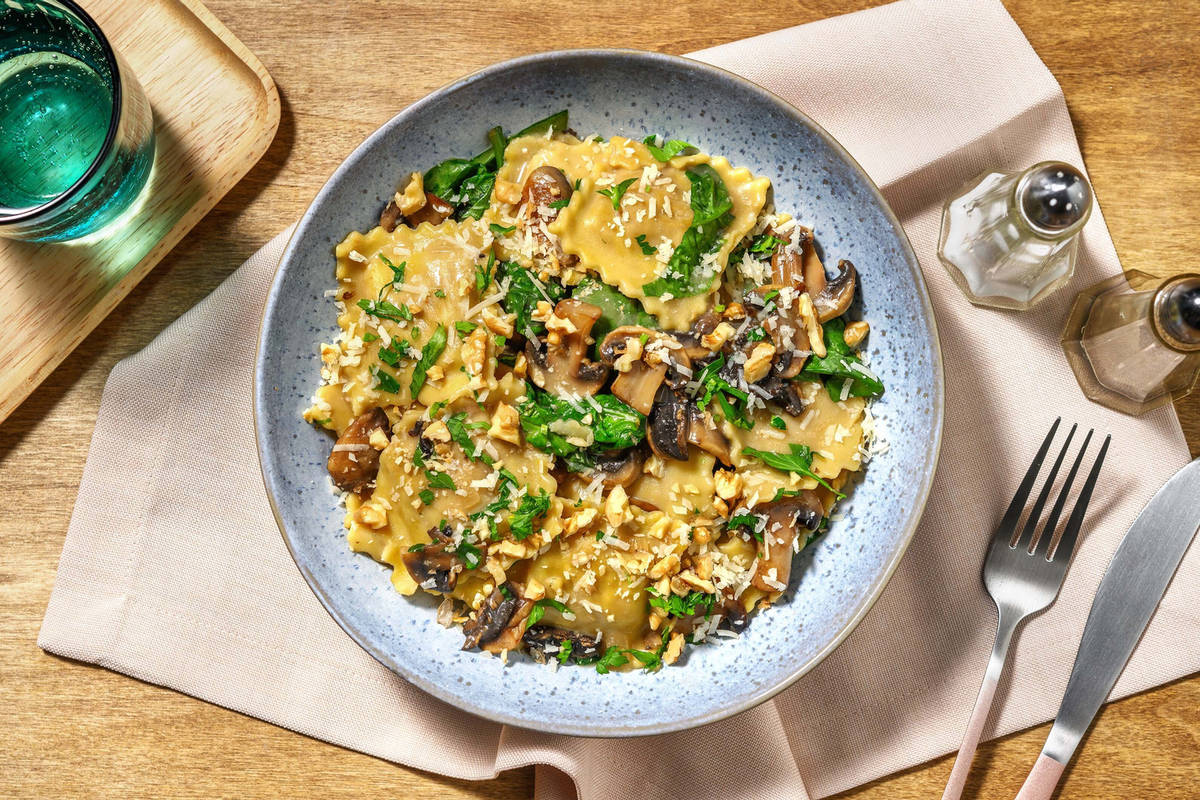 Raviolis aux champignons crémeux