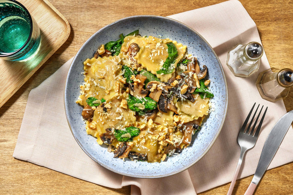 Raviolis aux champignons crémeux