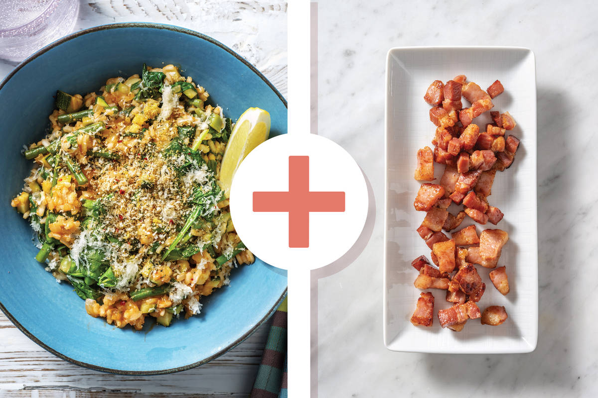 Bacon, Red Pesto & Veggie Risotto