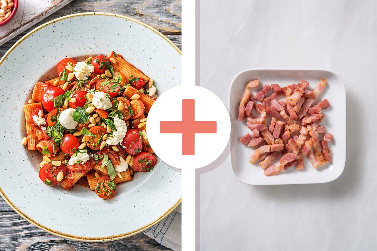 Rigatoni Caprese with Bacon