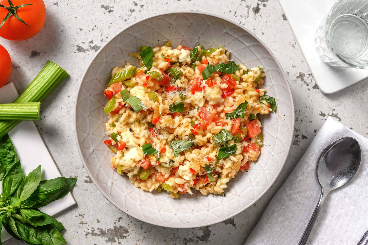 Risotto met buffelmozzarella en rode peper