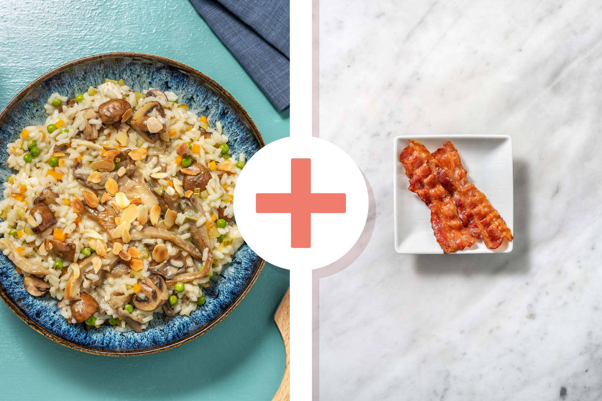Risotto aux champignons rôtis et au bacon