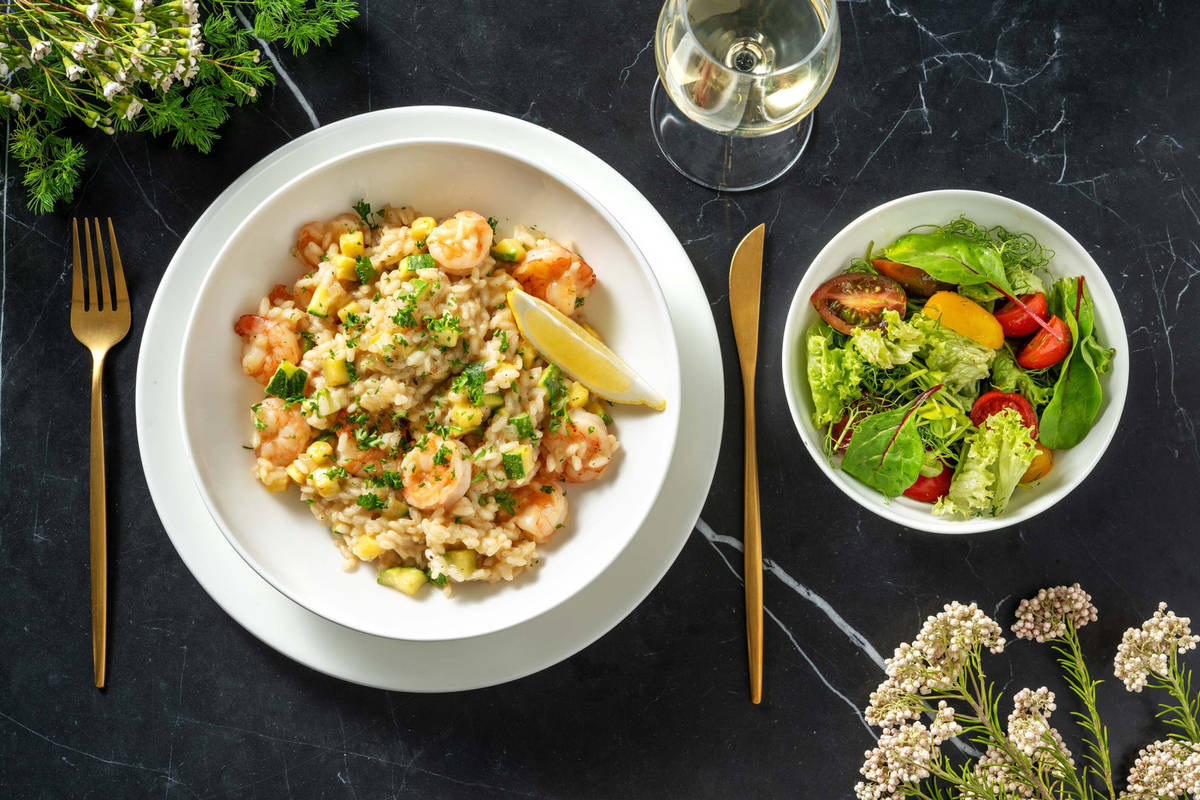 Risotto aux crevettes et à la courgette