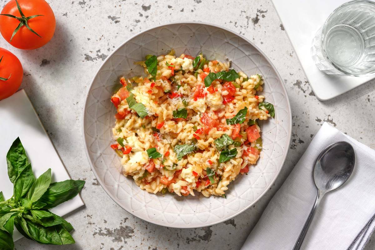 Risotto met mozzarella en rode peper