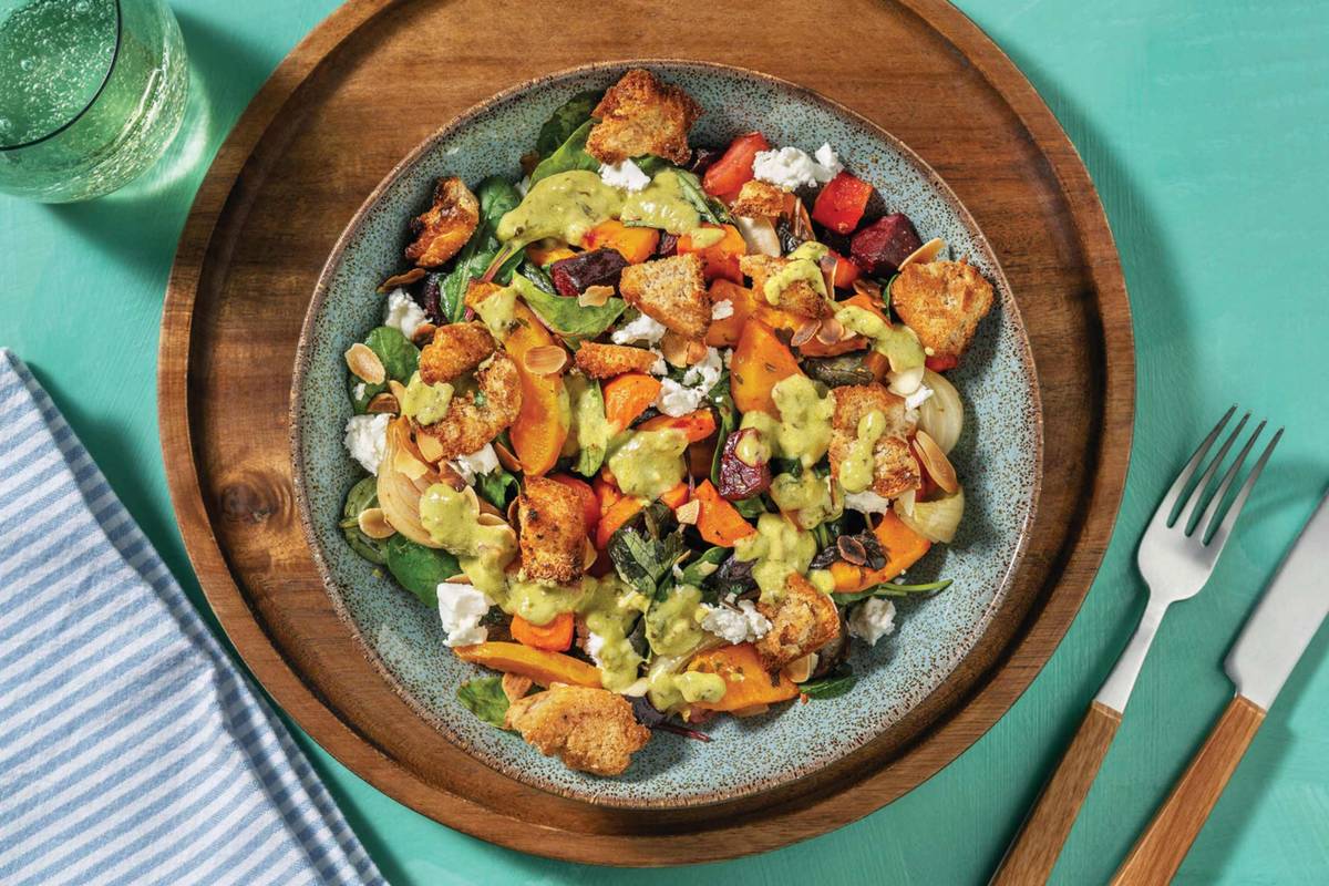 Roast Root Veggie & Crouton Salad