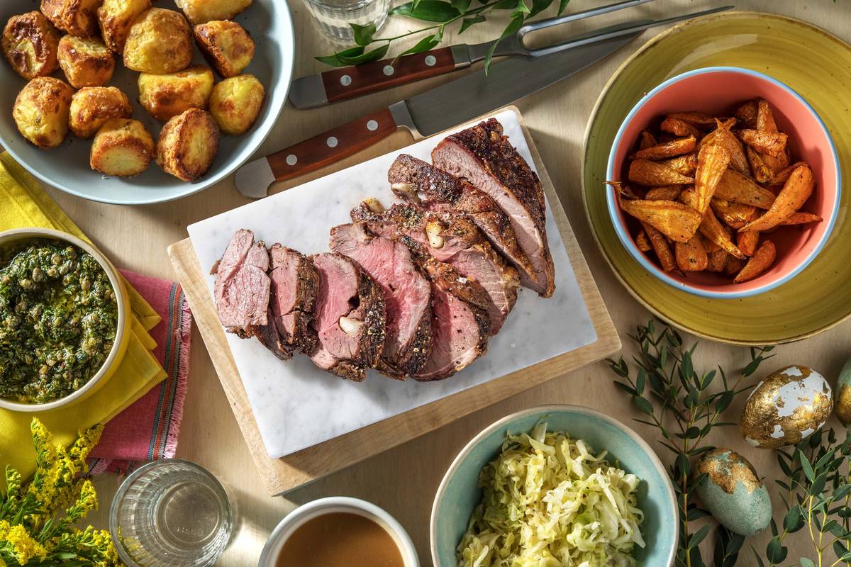 Roast Lamb with Salsa Verde & Roasties