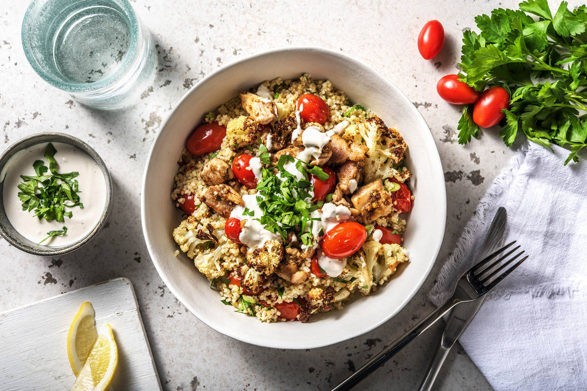Roast Vegetable, Bulgur Wheat & Chicken Salad