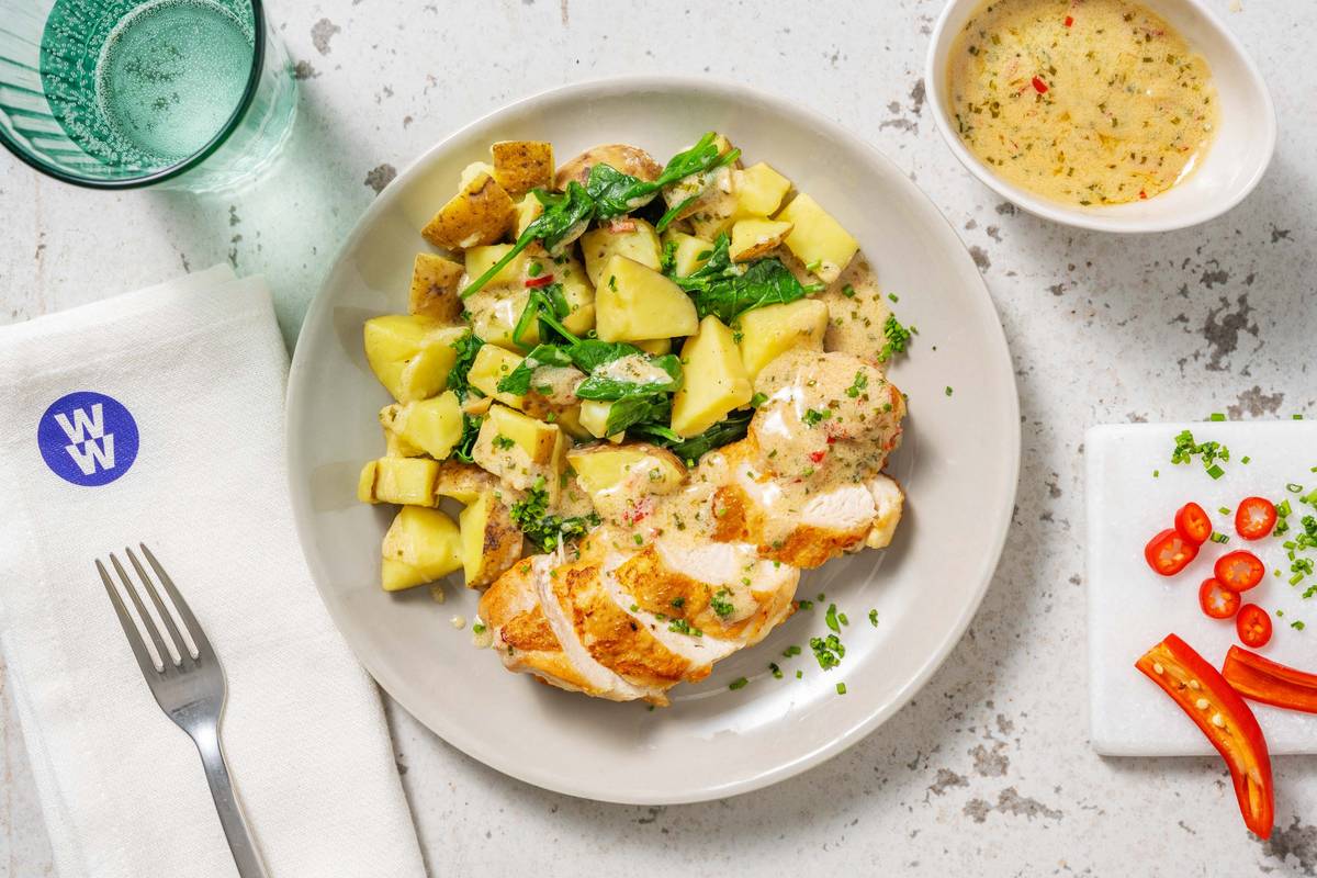 Roasted Chicken and Chilli & Chive Sauce