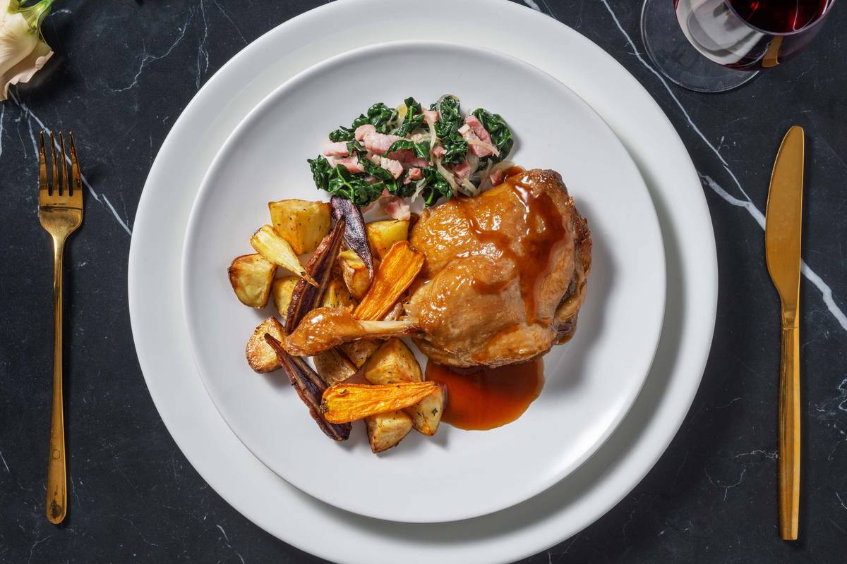 Roasted Confit Duck Leg and Red Wine Jus