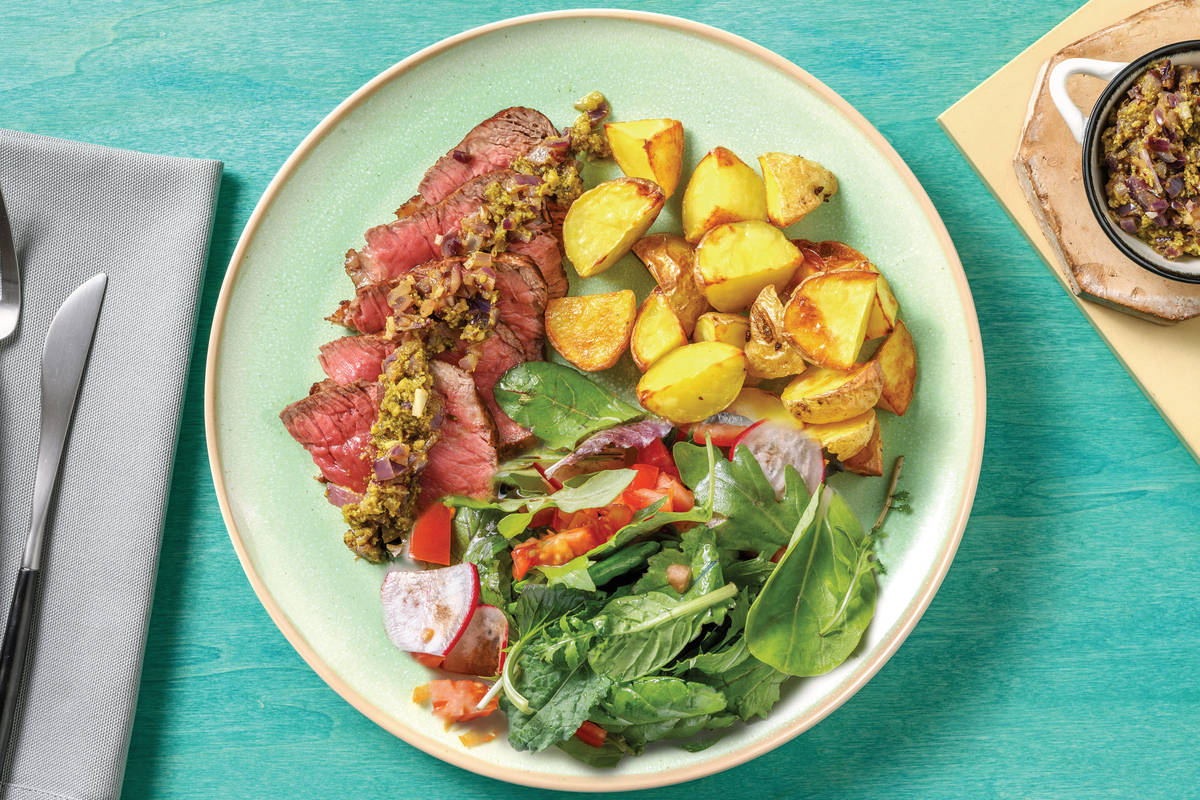 Roasted Lamb Rump & Pesto Butter Sauce