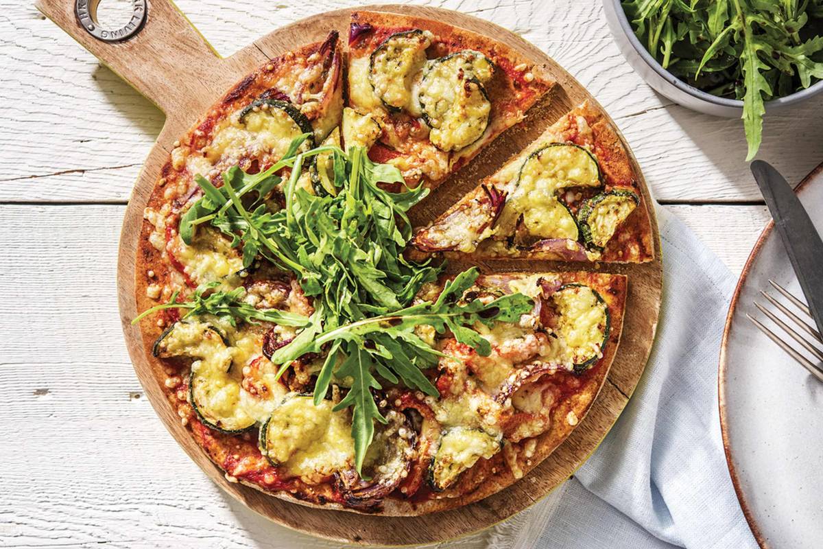 Roasted Pesto Veggie Pizza