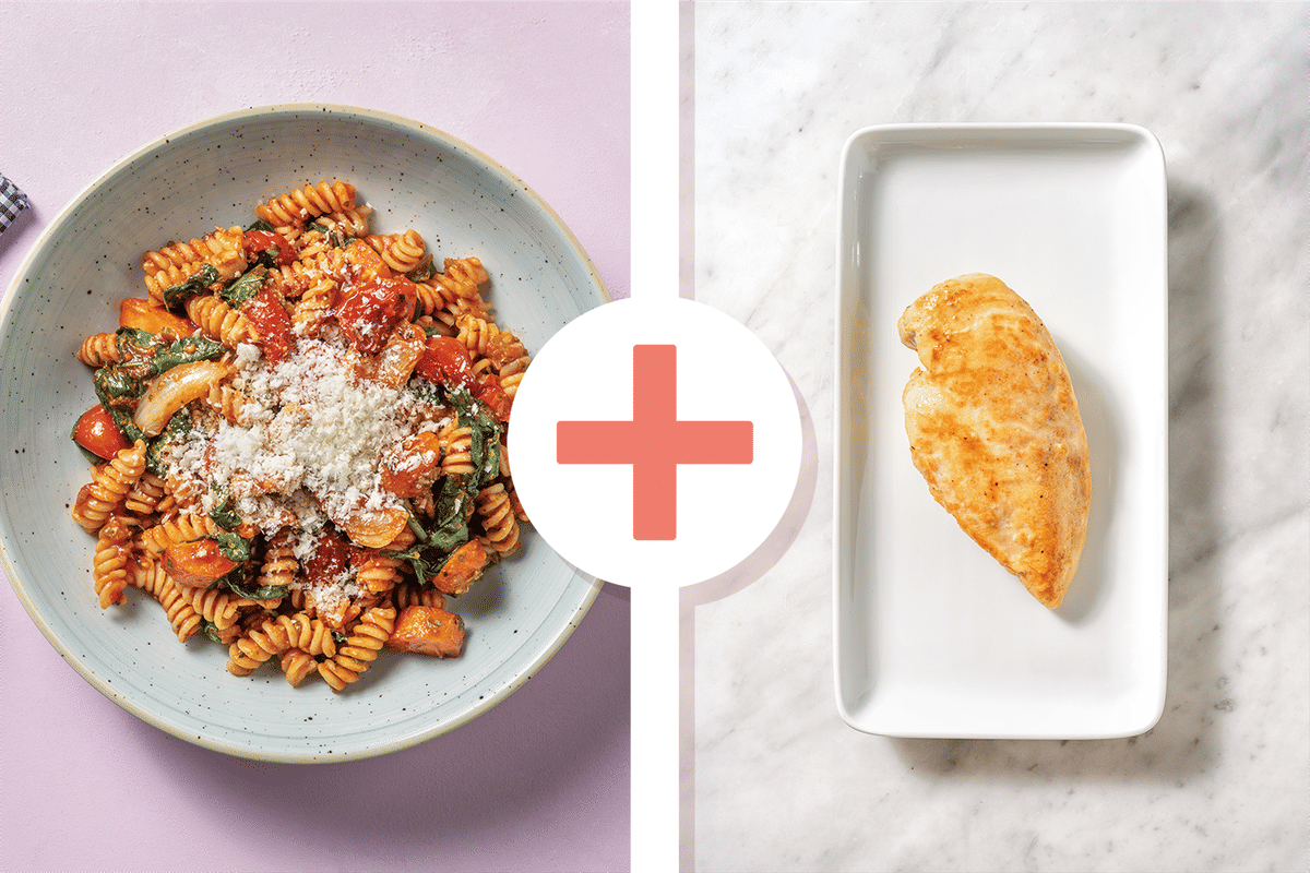 Roasted Veggie, Chicken & Pesto Penne