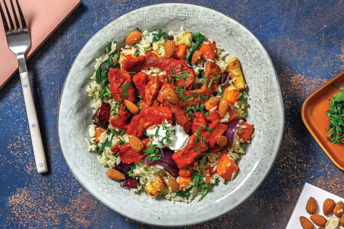 Romesco Beef & Roast Veggie Rice