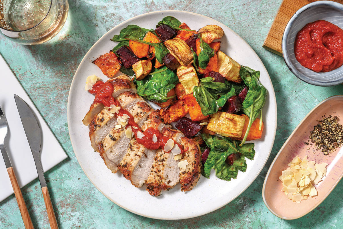 Romesco, Garlic & Herb Pork