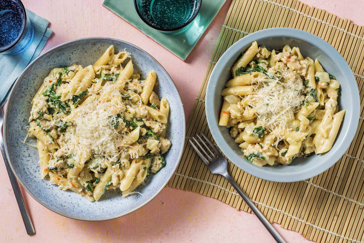 Conchiglie crémeuses au poulet haché