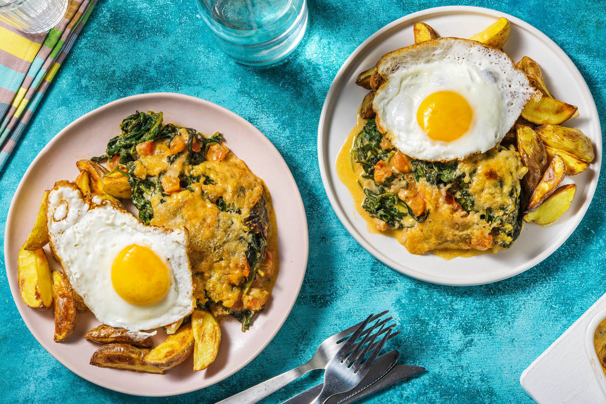 Gratin d'épinards crémeux et œuf au plat