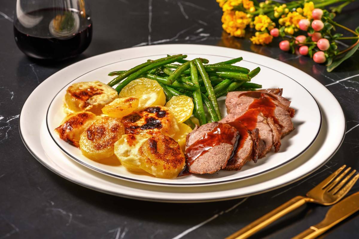 Rosemary Lamb Loin and Red Wine Jus