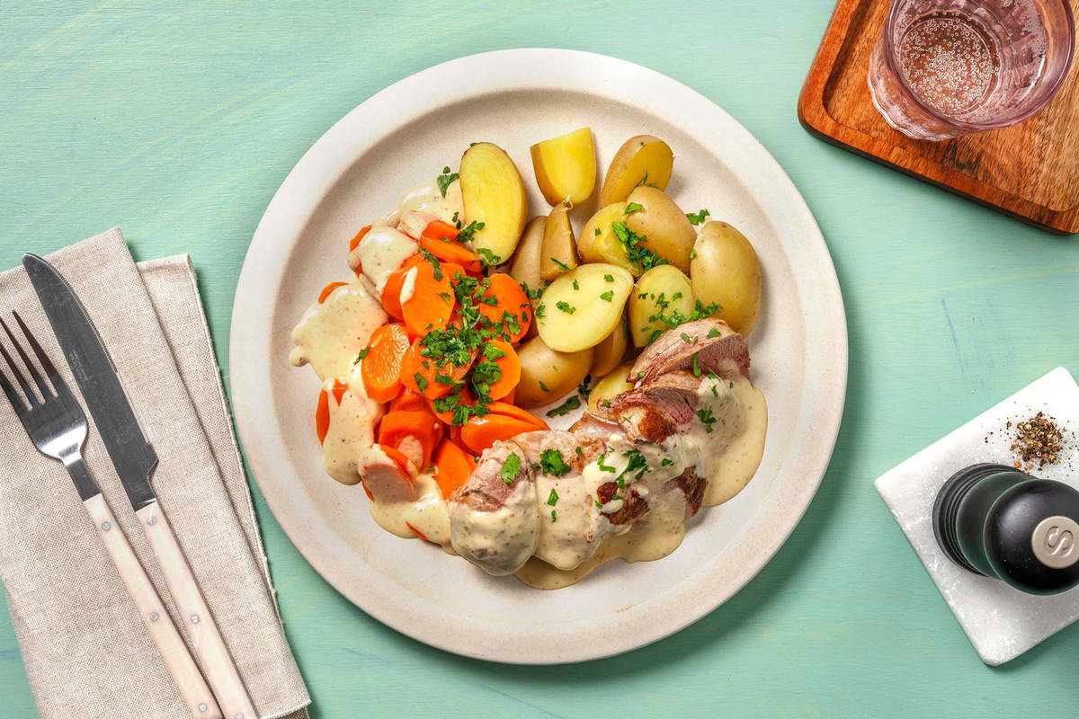 Saftiges Schweinefilet mit Senfrahm