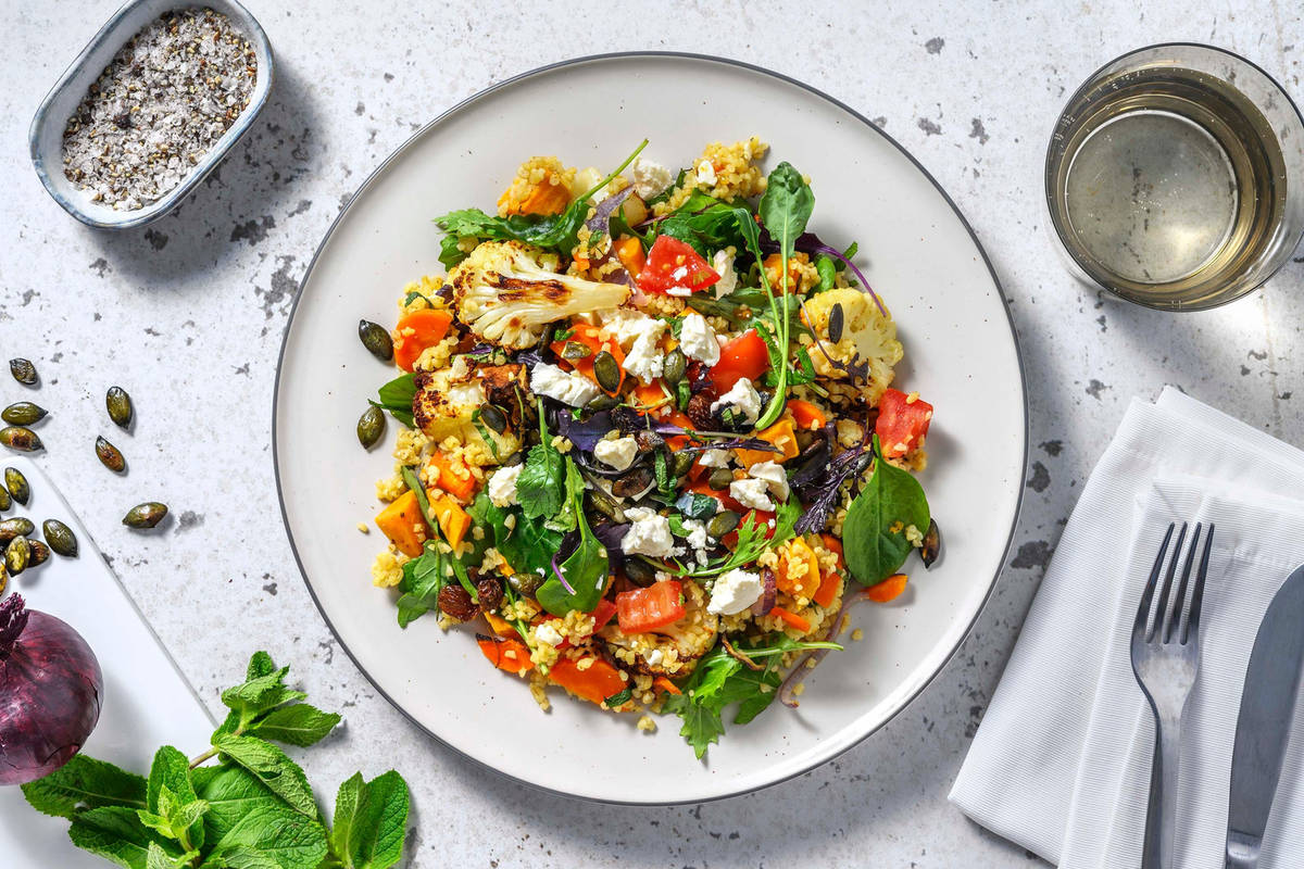 Bulgursalade met gegrilde groenten en feta