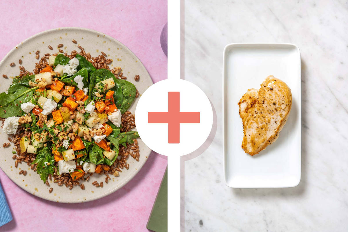 Pear, Farro, Walnut and Chicken Breast Salad