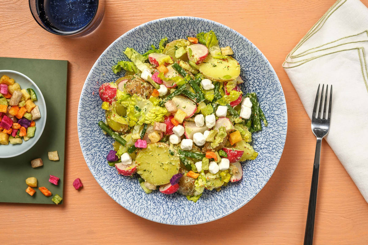 Salade de pommes de terre! mit Ziegenfrischkäse