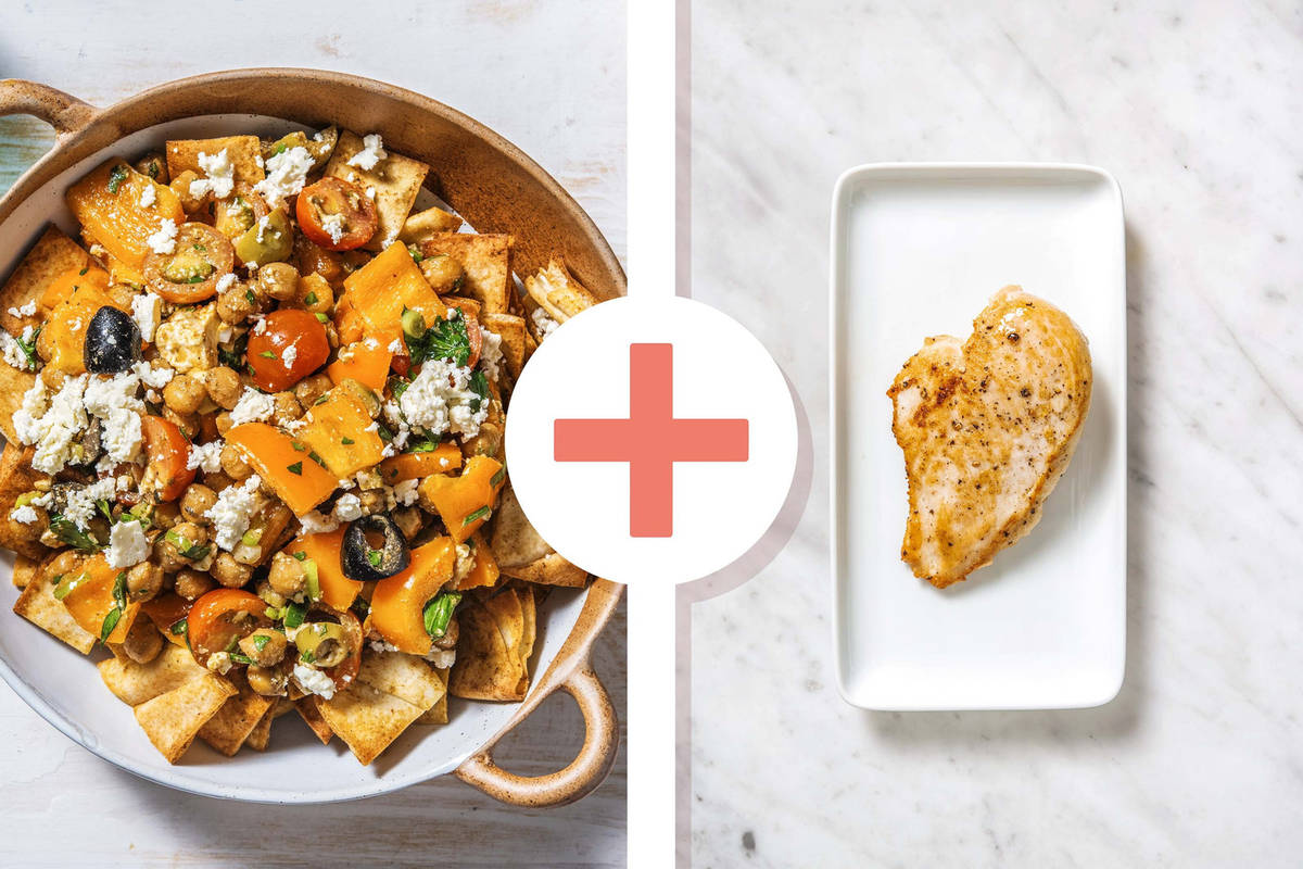 Fattoush-Inspired Salad and Chicken Breasts